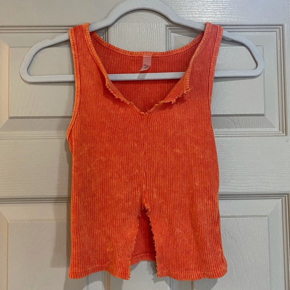 orange ribbed tank - Picture 1 of 2